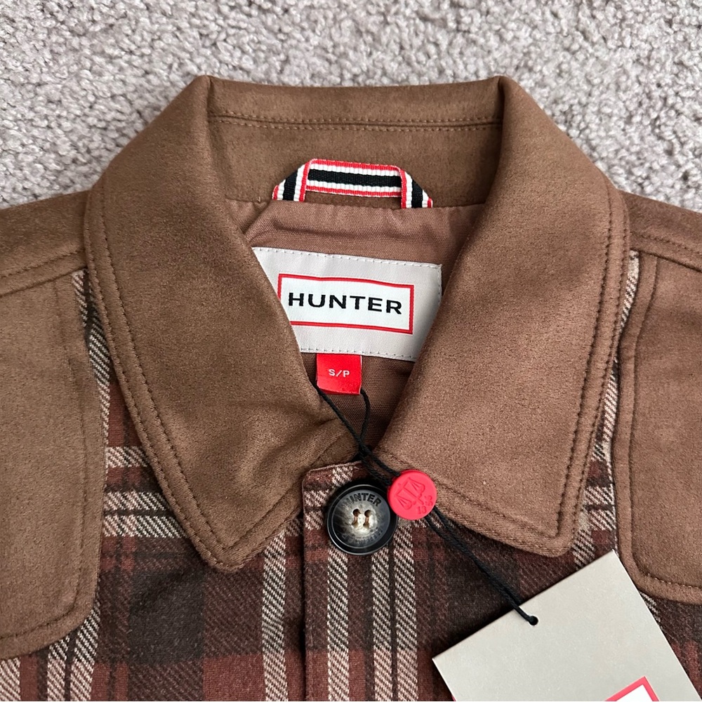 Hunter Lined Canvas Jacket Brown Plaid Mens S Barn Coat Rugged Utility Gorpcore - Picture 9 of 16